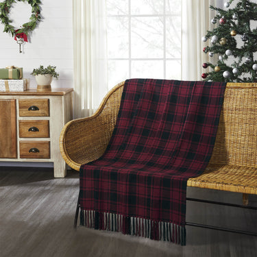 Cumberland Red Black Plaid Woven Throw 50